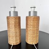 Pair of large Scandinavian rattan lamps from the 80s