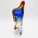 Large stretched glass sculpture vase from Bohemia – Cobalt blue, Amber