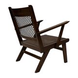 Art Deco oak armchair with webbing 1950s minimalist