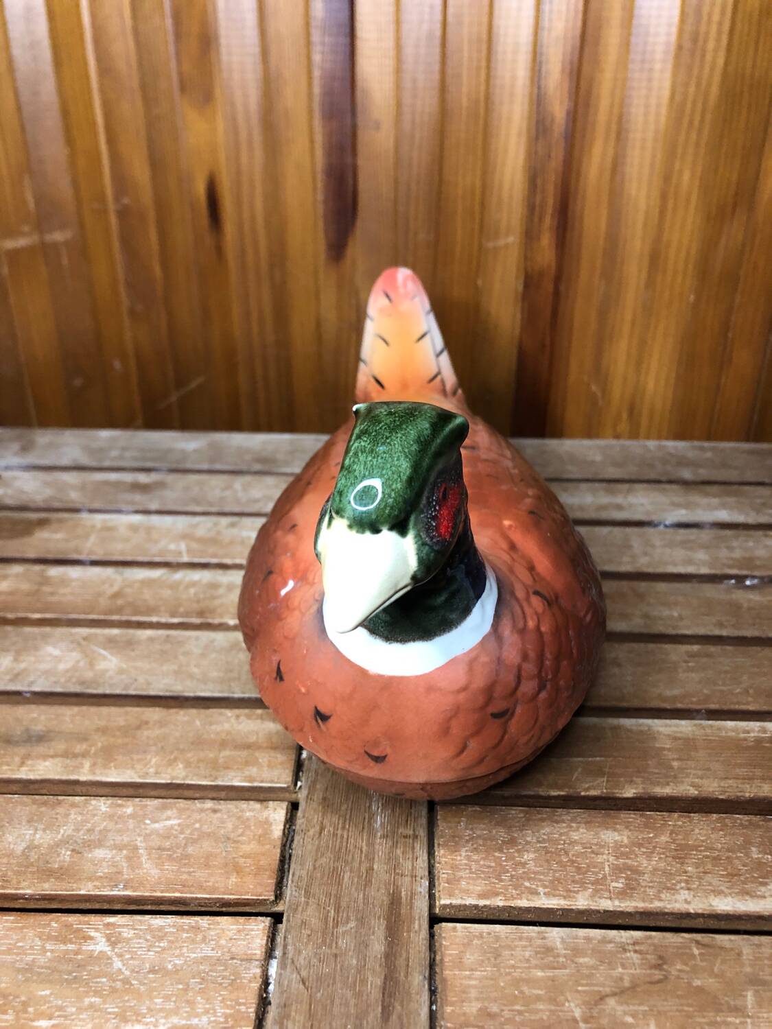 Old michel caugant terrine pheasant shape vintage ceramic