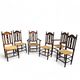 8 (2 x armrest) x ornate wood / bobbin / wicker dining chair / studded chairs