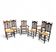 8 (2 x armrest) x ornate wood / bobbin / wicker dining chair / studded chairs