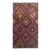 Tapis Kilim vintage de style géométrique 6x11, 338x188 cm