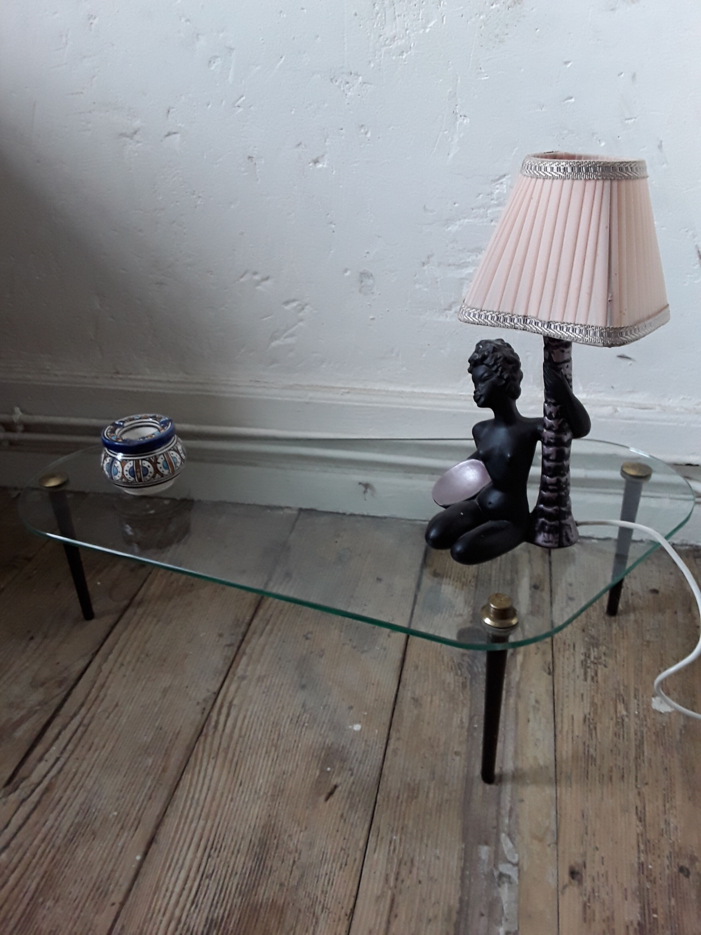 70s vintage glass coffee table