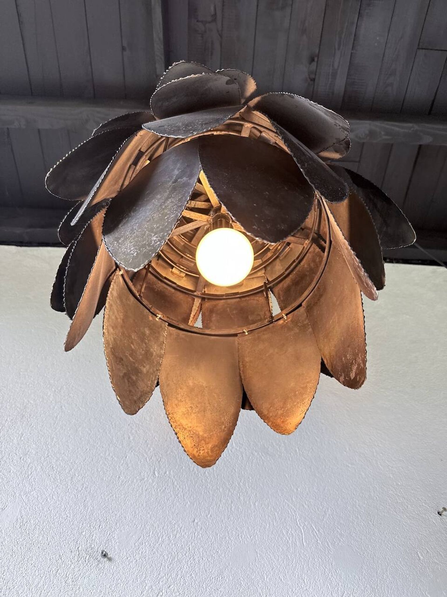 Brutalist suspension Jansen metal welded flower