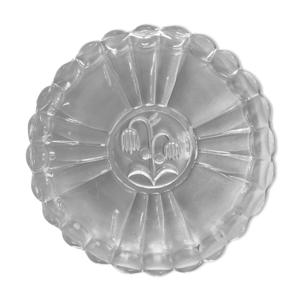 Plat de service ancien en verre