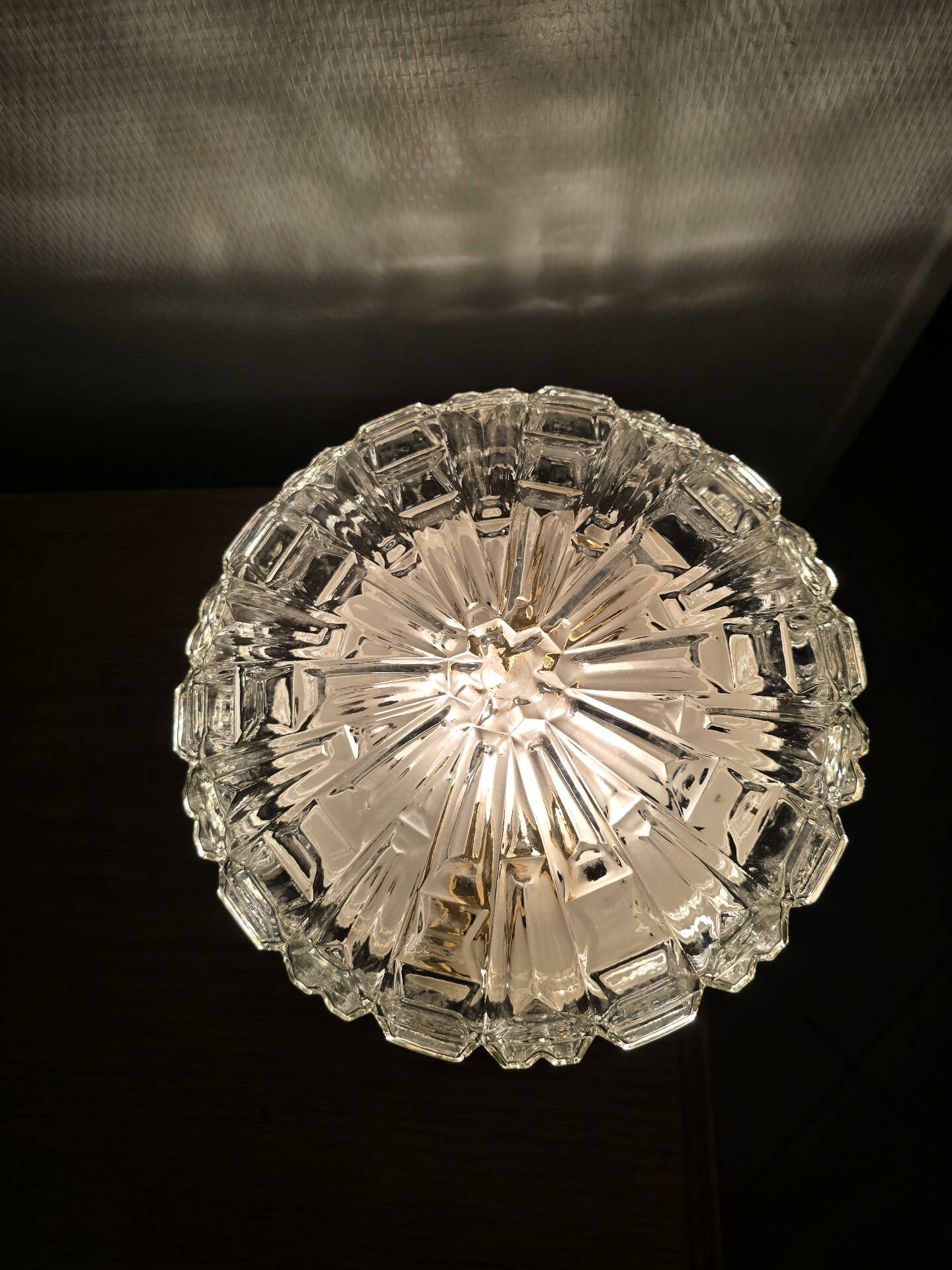 XL vintage round ceiling light in moulded glass