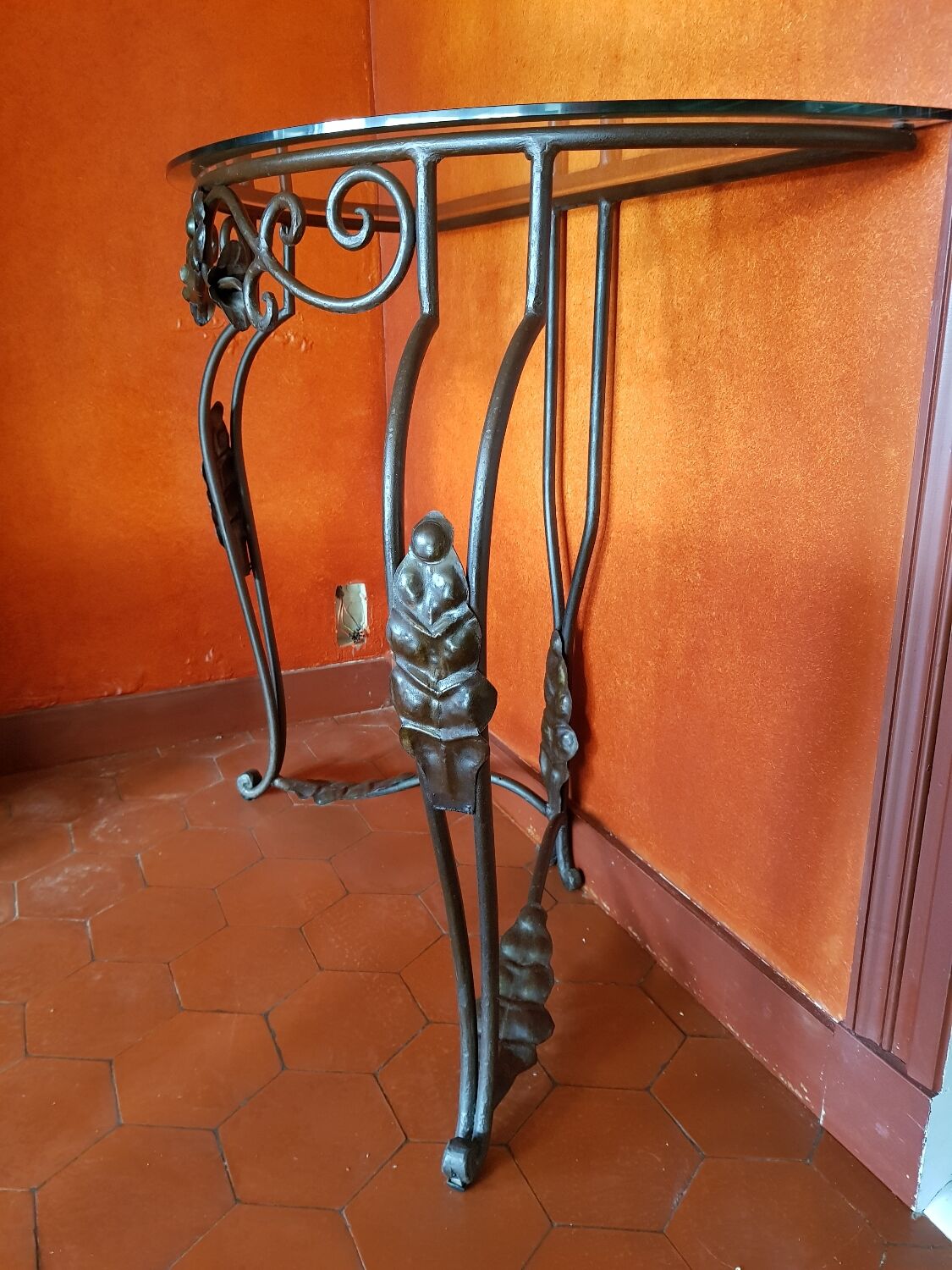 Wrought iron console half moon