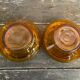 Salad bowl + 2 Antique AMBRINE Bowls Amber Glass + Gold Bronze Mounting
