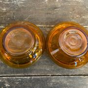Salad bowl + 2 Antique AMBRINE Bowls Amber Glass + Gold Bronze Mounting