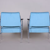 Blue velvet Art Deco seating set made in 1940s Czechia
