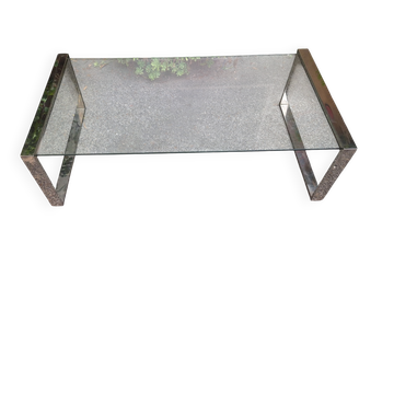 Table basse en chrome et verre, années 1960