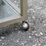 Console Ottone e vetro con ruote Italia Anni '70