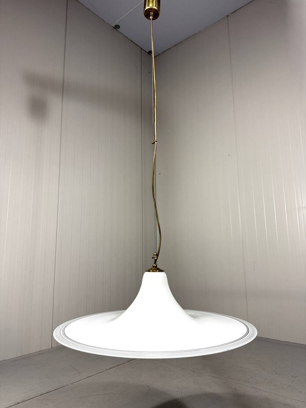 Large white glass hanging lamp by Vistosi, Italy