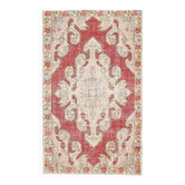 Tapis  turc Oushak fait main en laine et coton rouge 127x209