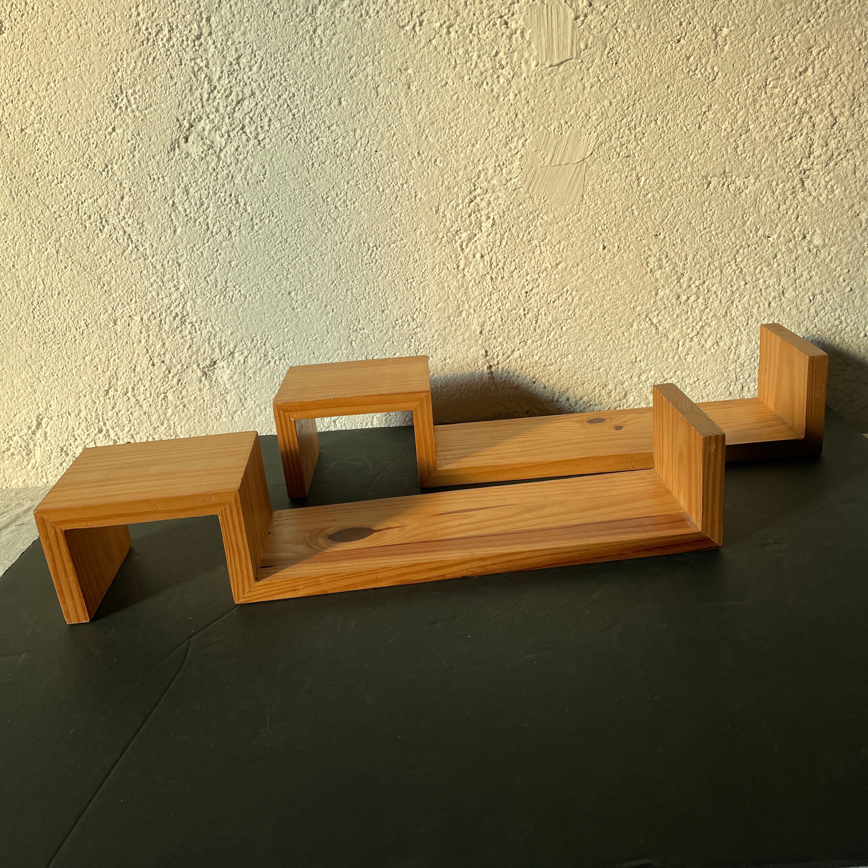 Pair wooden wall shelves 1970