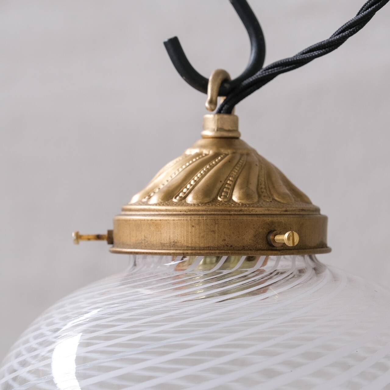 Glass and brass mid-century italian pendant light
