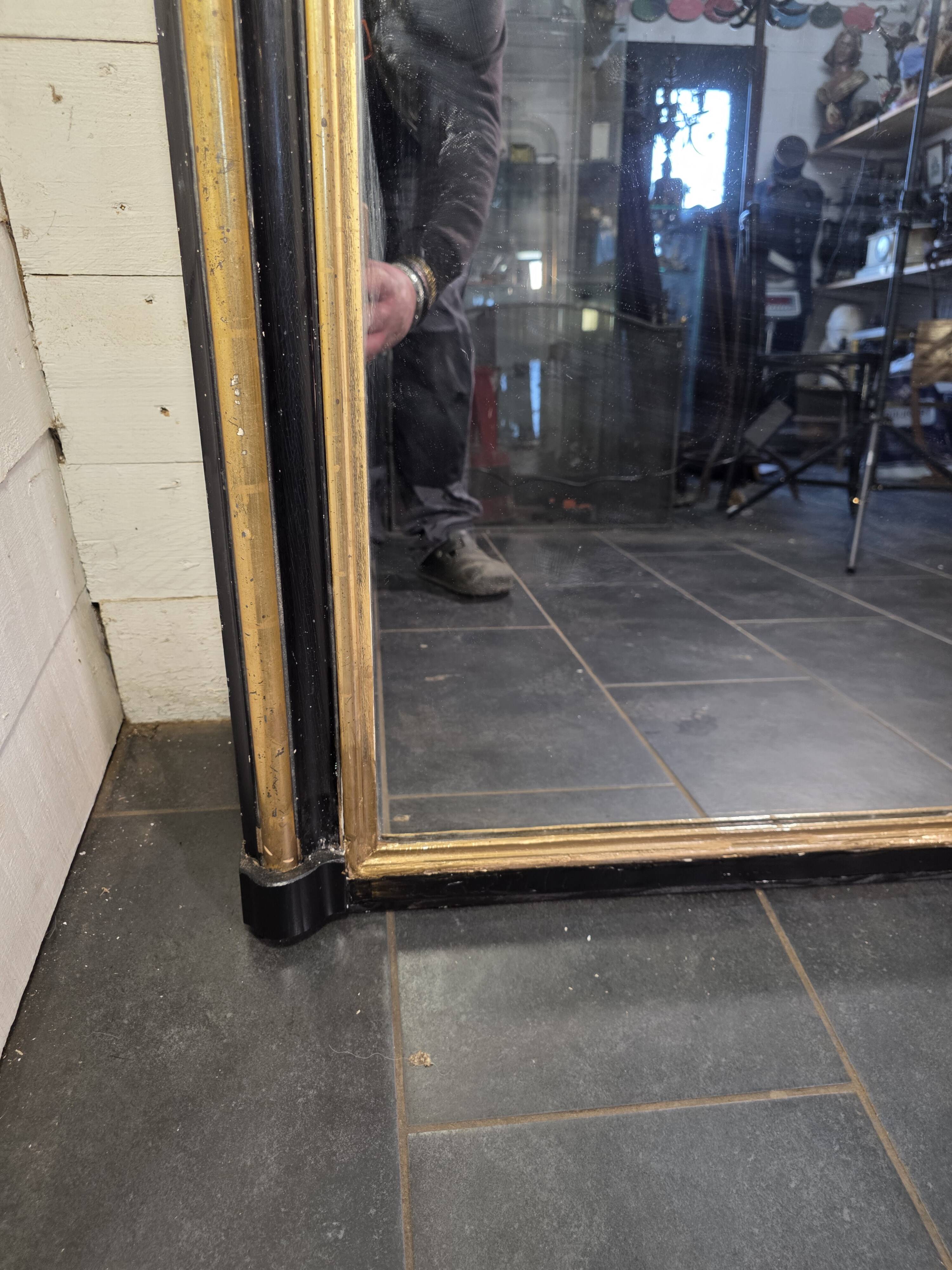 Napoleon III mirror from the 19th century with gold leaf, 190cm H