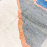 Tapis fait main multicolore Orange, gris, bleu, jaune... taille 150x250cm