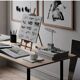 Reflect table lamp in chrome metal, contemporary work.