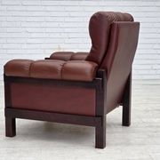 1970s, Scandinavian armchair, furniture leather, dark beech wood.