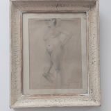 Drawing Female Nude signed P. Bréchat 1955