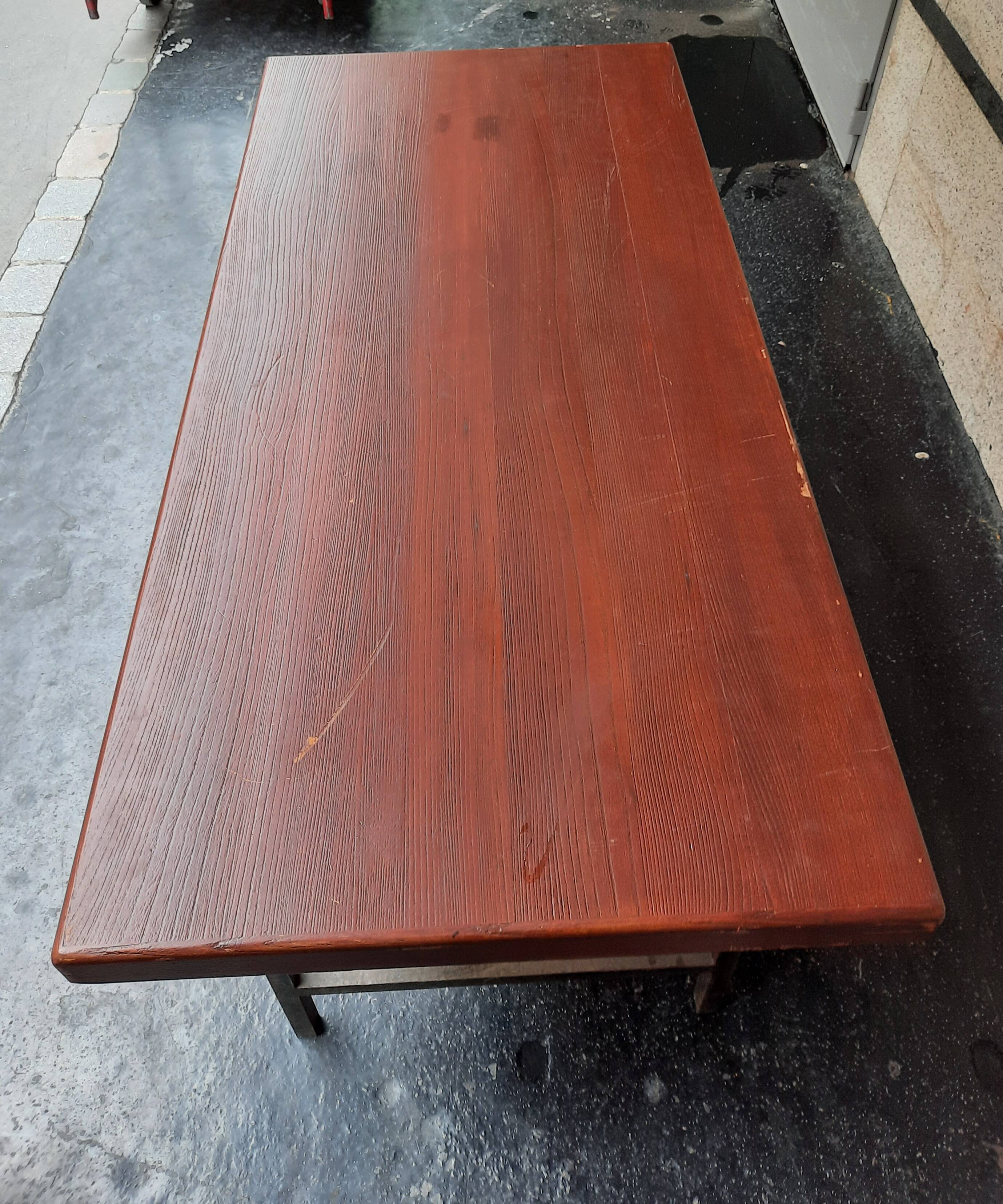 Rectangular steel and wood table