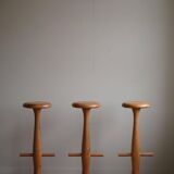 Set of 3 oak bar stools, mid-century Danish modern, Rainer Daumiller, 1960s.