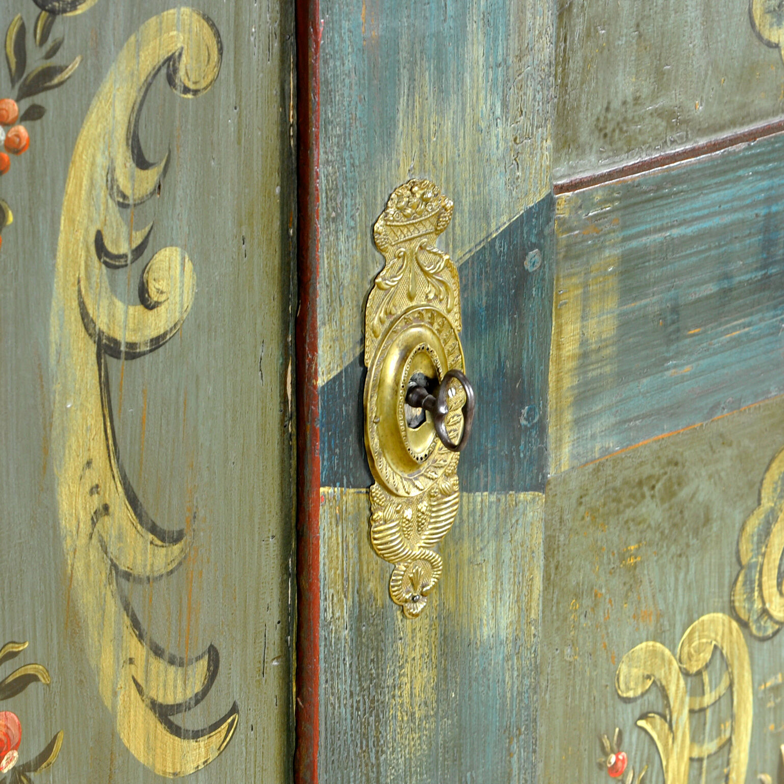 Antique german hand painted cabinet, circa 1850
