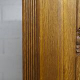 Art Deco carved oak wardrobe - Flemish workshop circa 1930