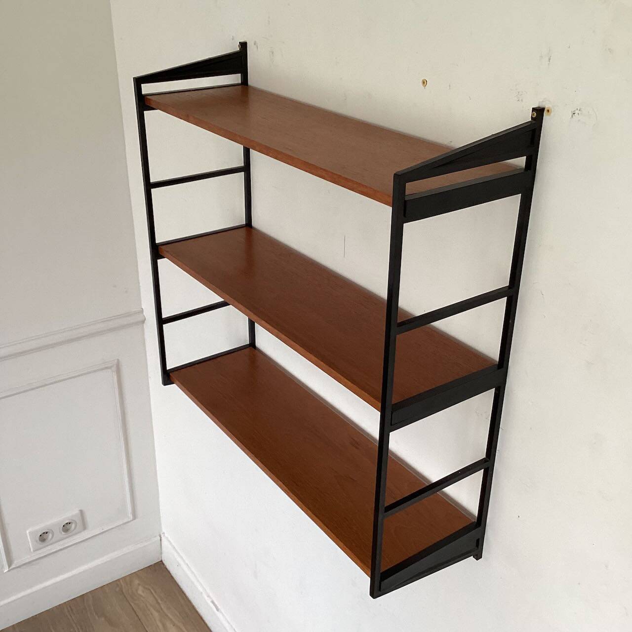 Vintage wood and plastic wall shelves