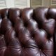 Fauteuil de bibliothèque en cuir usé avec boutons, années 1840