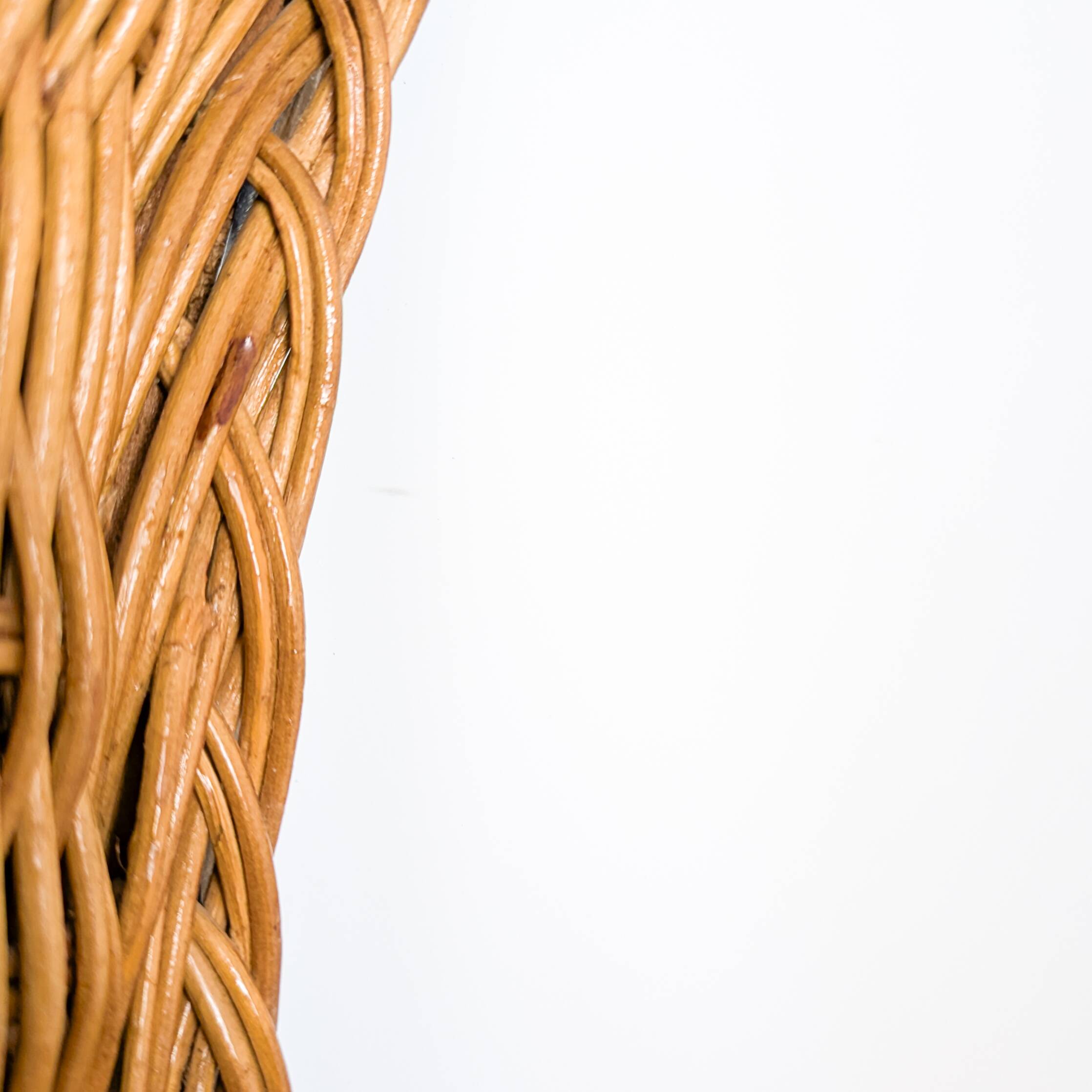 Miroir vintage arrondi en bois, cadre sculpté en forme organique rétro