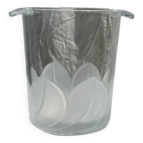 Glass ice or champagne bucket with stylized petal patterns