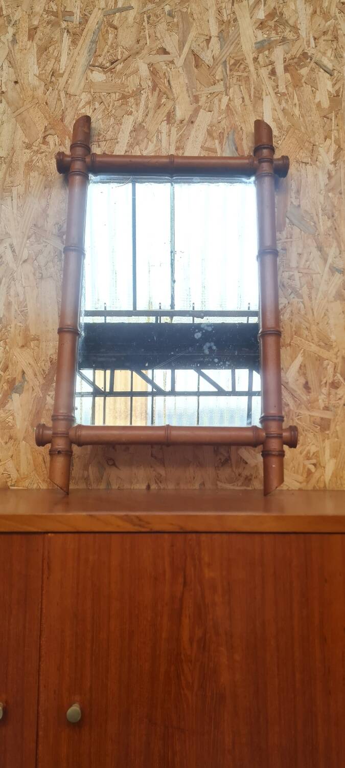 Bamboo turned wooden mirror
