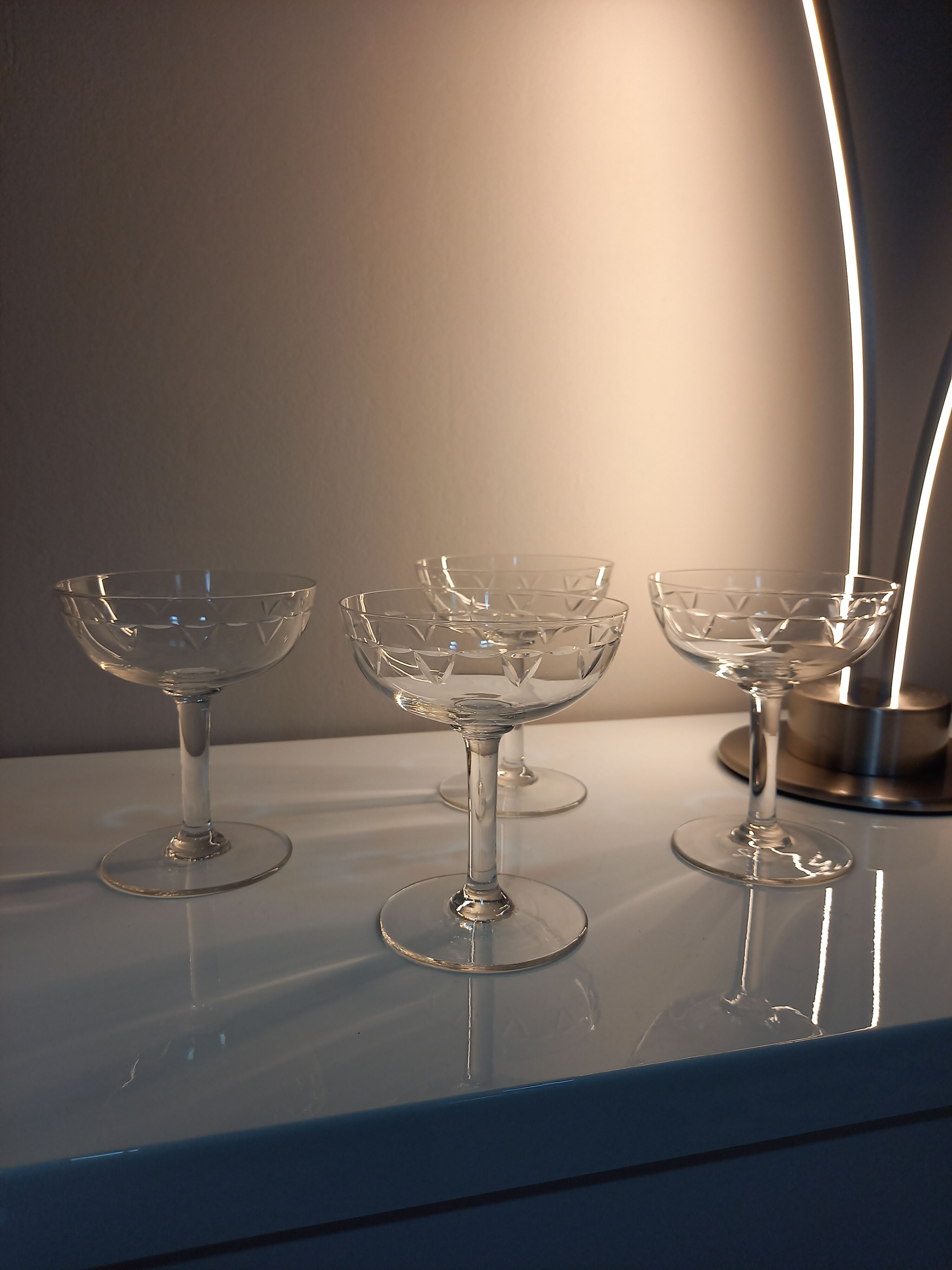 Lot of 4 old champagne glasses
