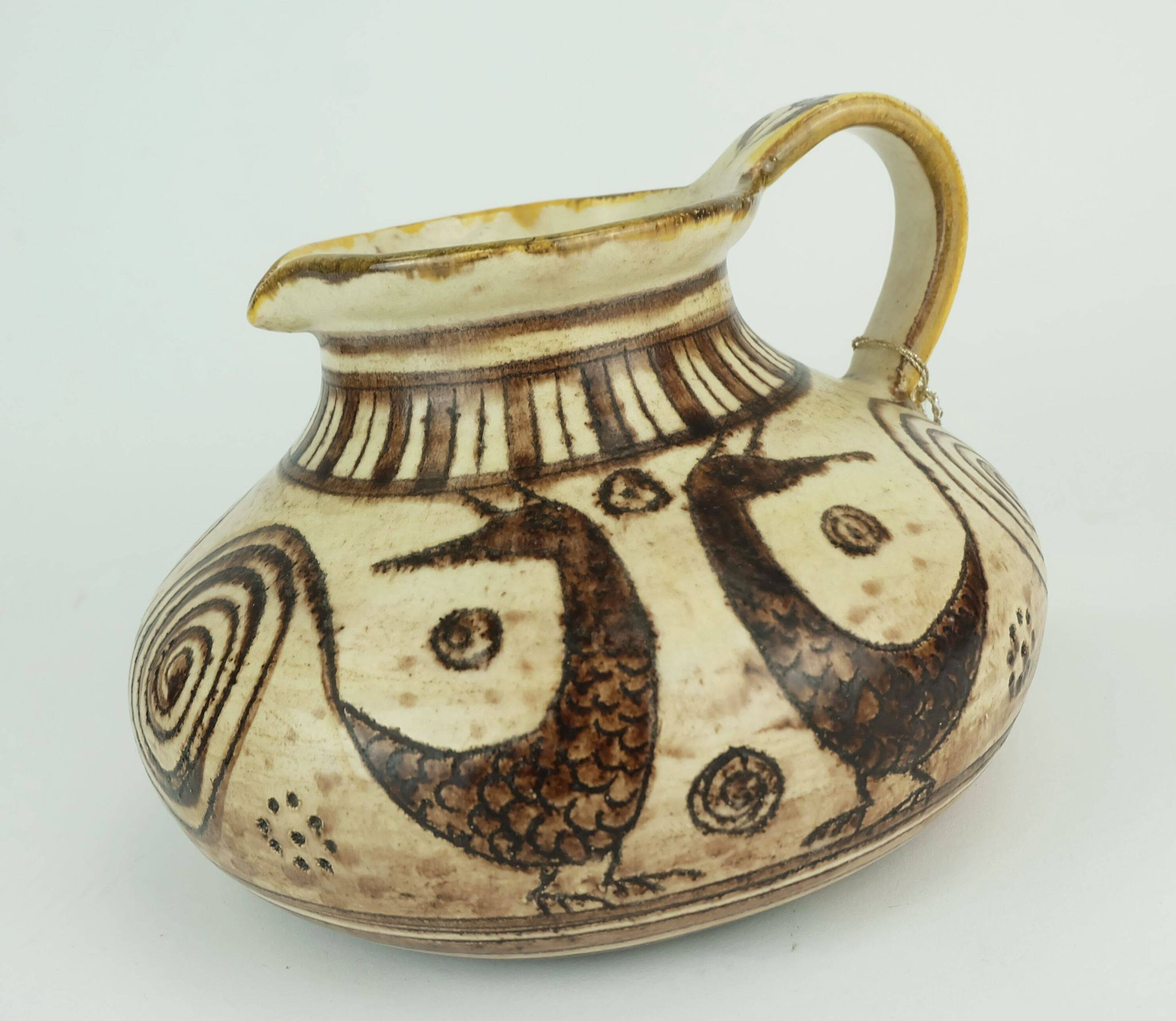 Italian mid century ceramic vase jug signed vitali handmade 1970s