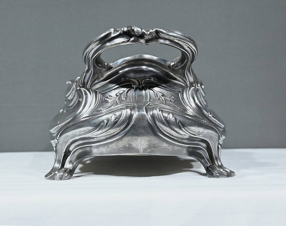 Silvered Bronze Planter, Victor Saglier, Art Nouveau – Late 19th Century