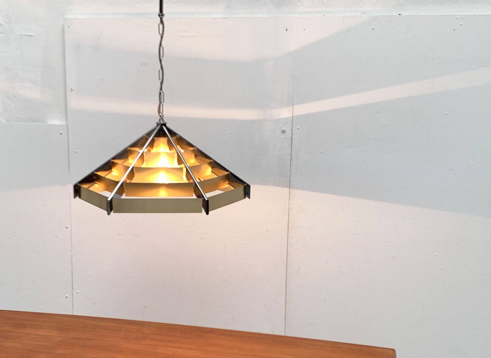 Geometric postmodern vintage pendant lamp, 1980s.