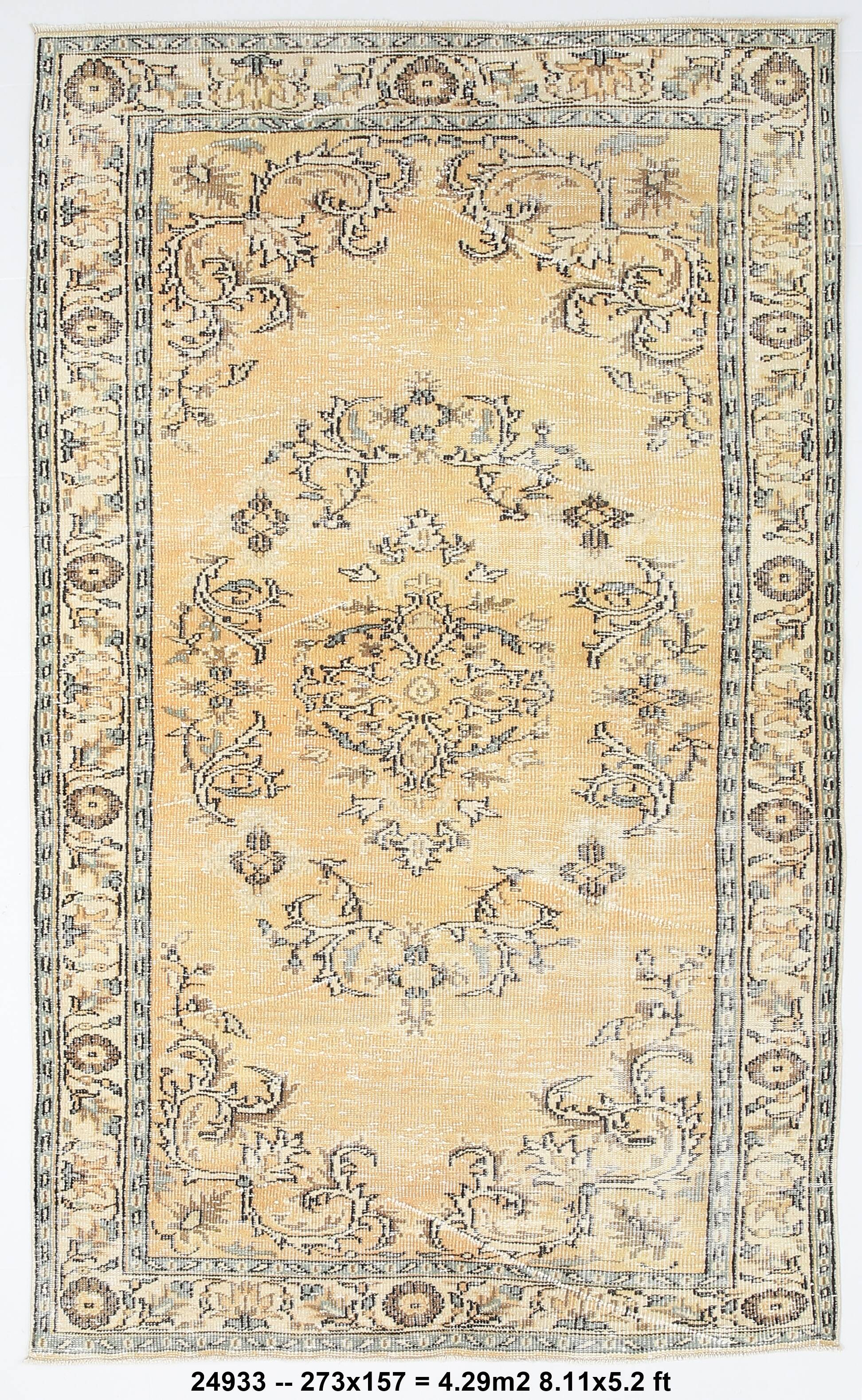 5x9 Orange & Yellow Oriental Vintage Rug, 157x273Cm