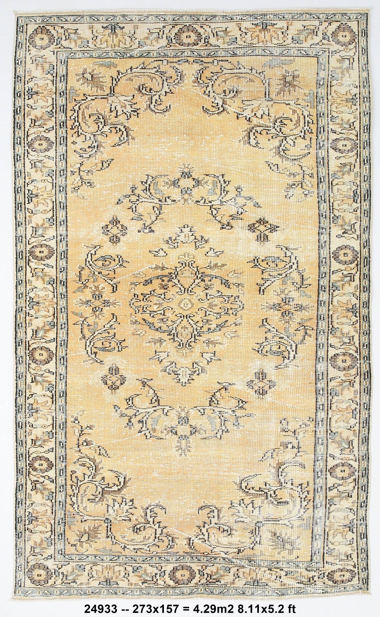 5x9 Orange & Yellow Oriental Vintage Rug, 157x273Cm