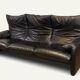 Maralunga 3-seater sofa in black leather by Vico Magistretti for Cassina