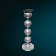 Space Age candlestick in cast aluminium with stacked balls – 1970s