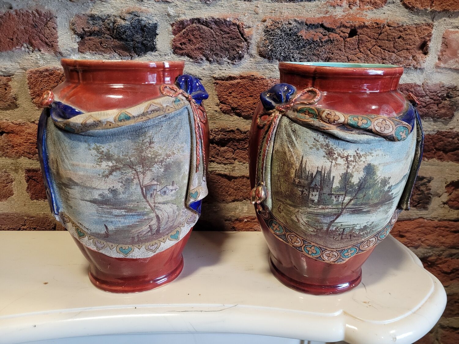 Pair of slip vases