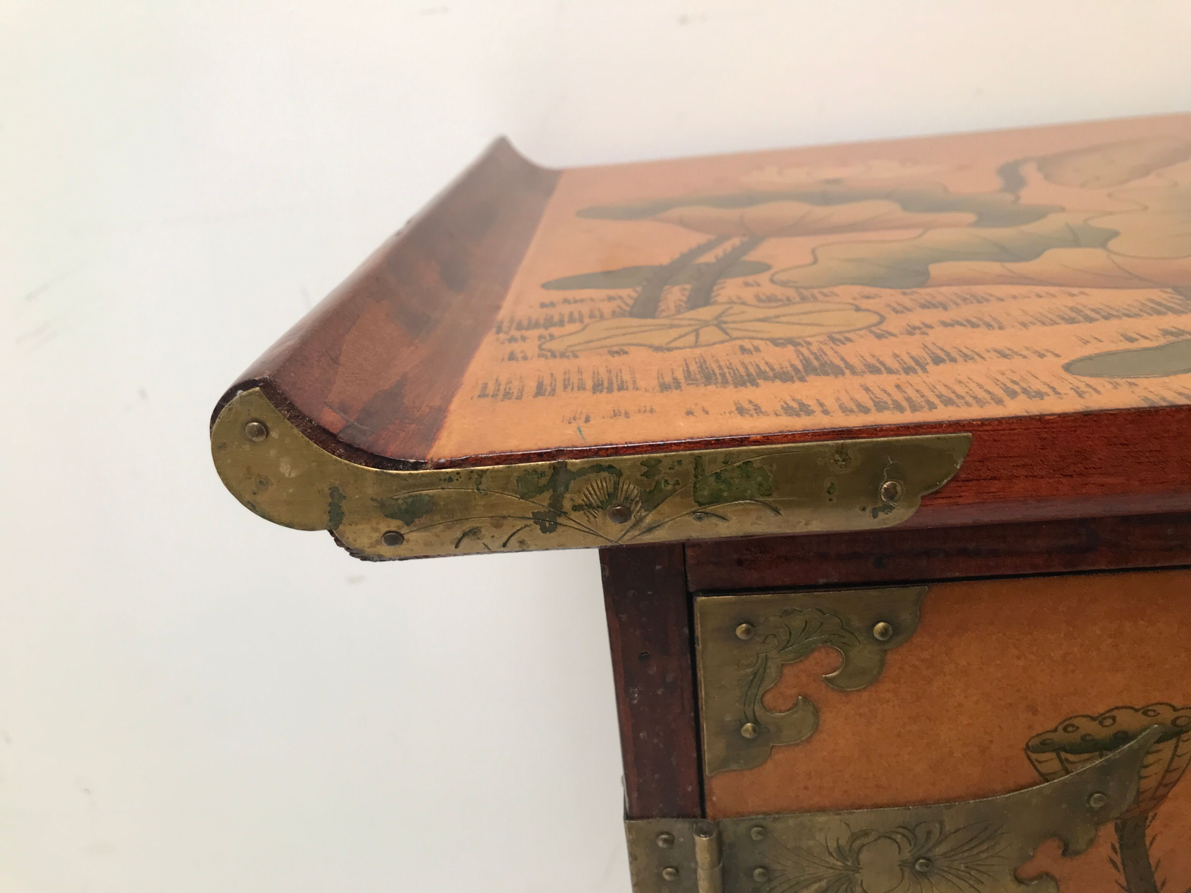 Chinese bedside table with wing top 60s-70s