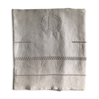 Old sheet in pure washed linen tinted in dove gray