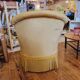 Golden yellow velvet toad armchair