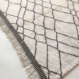 Moroccan Berber carpet M'rirt ecru with black graphic patterns 312x208cm