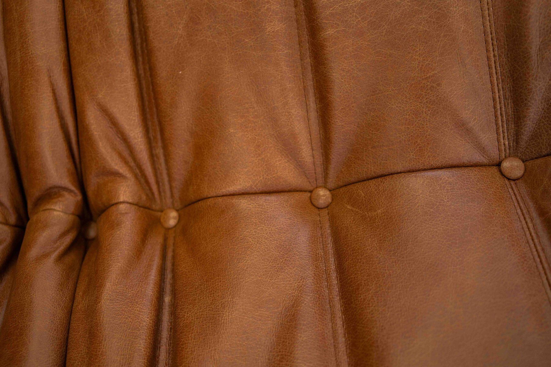 Togo chaise lounge in pine leather by Michel Ducaroy for Ligne Roset, 1974