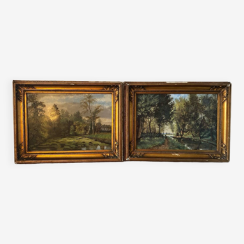 2 French school landscapes 19th century